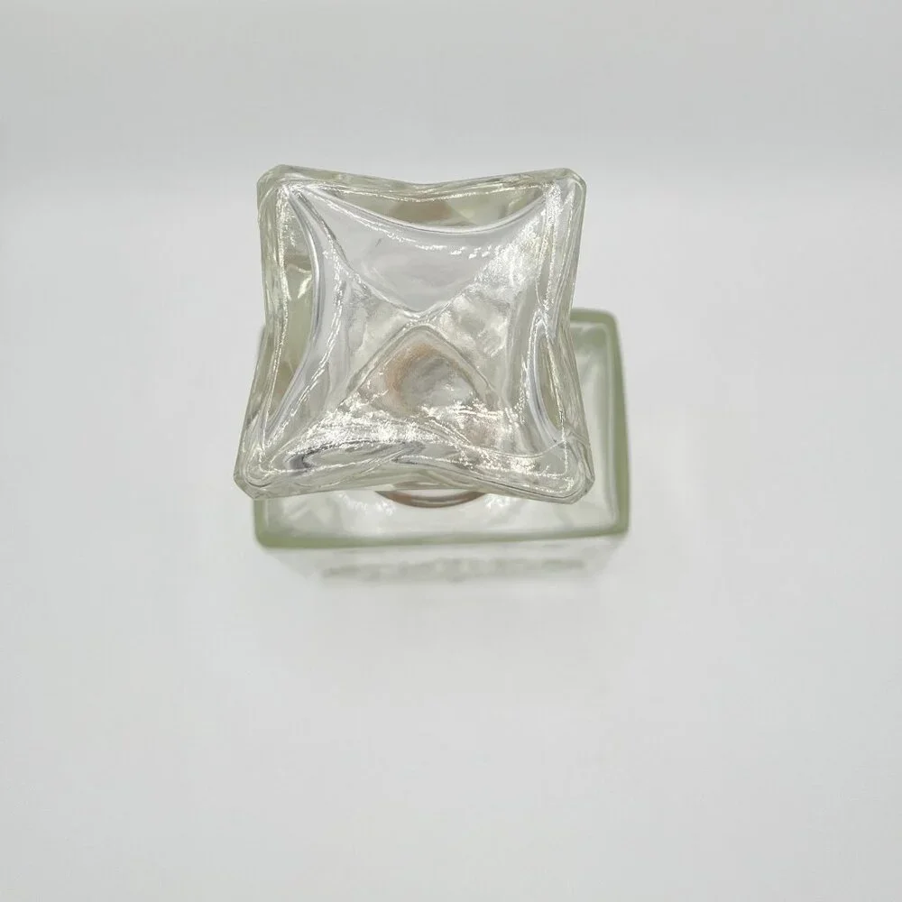 Vintage MCM Crown Royal Whiskey Decanter Clear Glass Square Cut D-126 EMPTY